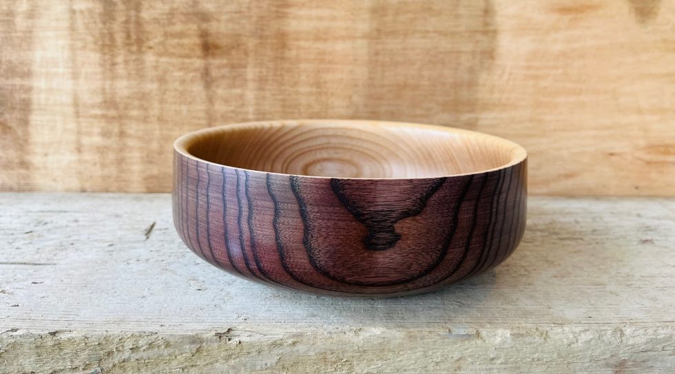 Ade Lewis. Woodturning Artist Somerset Sycamore Earth Bowl 20cm x 7cm